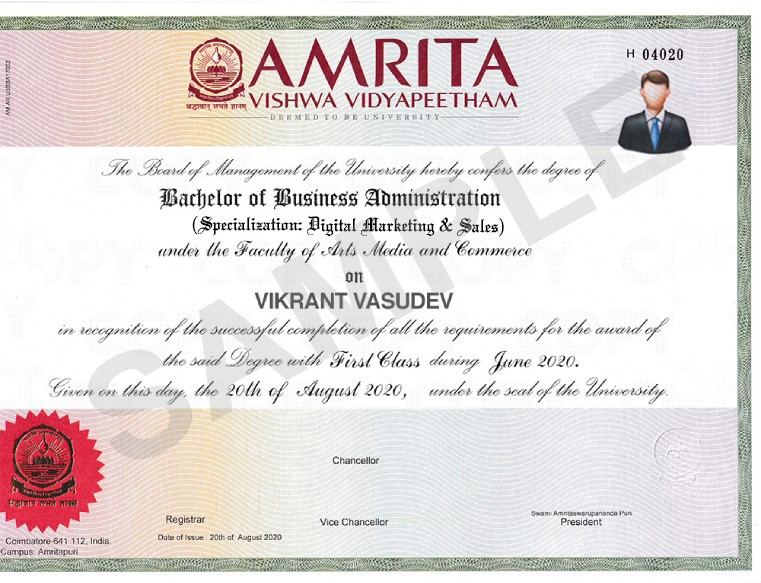 bba digital marketing and sales certificate